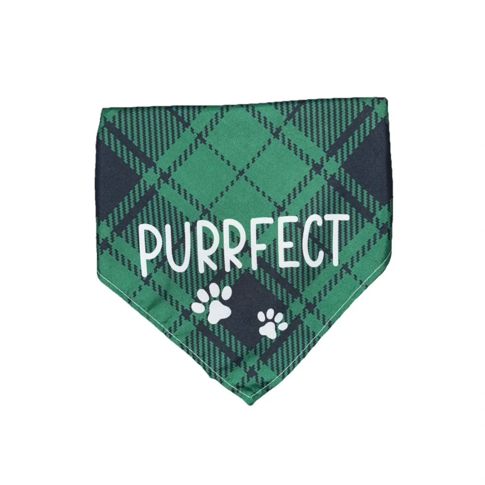 Pet Bandana Green Plaid with Caption 